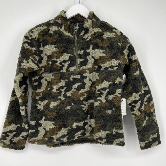 Treasure & Bond Kids' Fleece Pullover Sweatshirt Olive Sarma Camo L (10/12) NWT - Picture 2 of 6